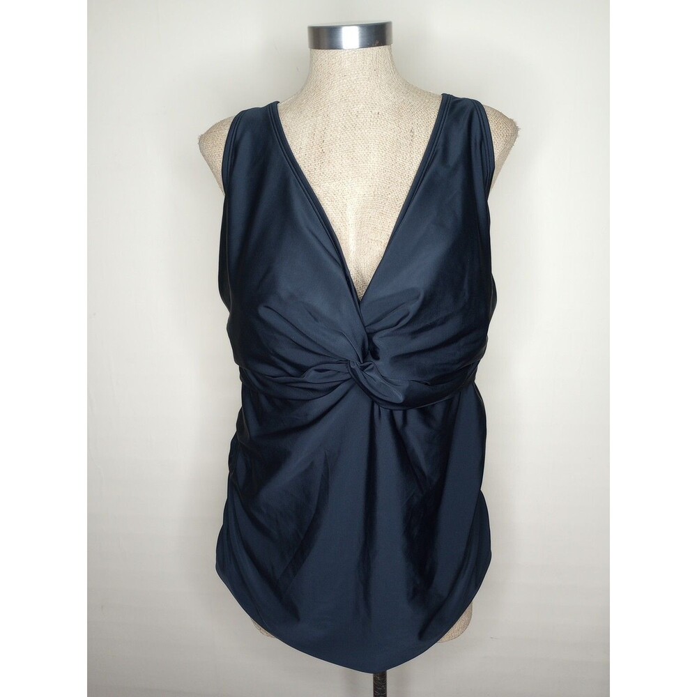Old Navy Tankini Top Womens 4X Swimsuit Black Stretch Underwire Adjustable NEW